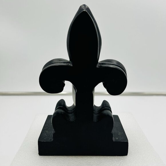 Sicura Italian Designs Fleur De Lis Bookend Wooden Crackled Black One-Piece - Picture 5 of 8